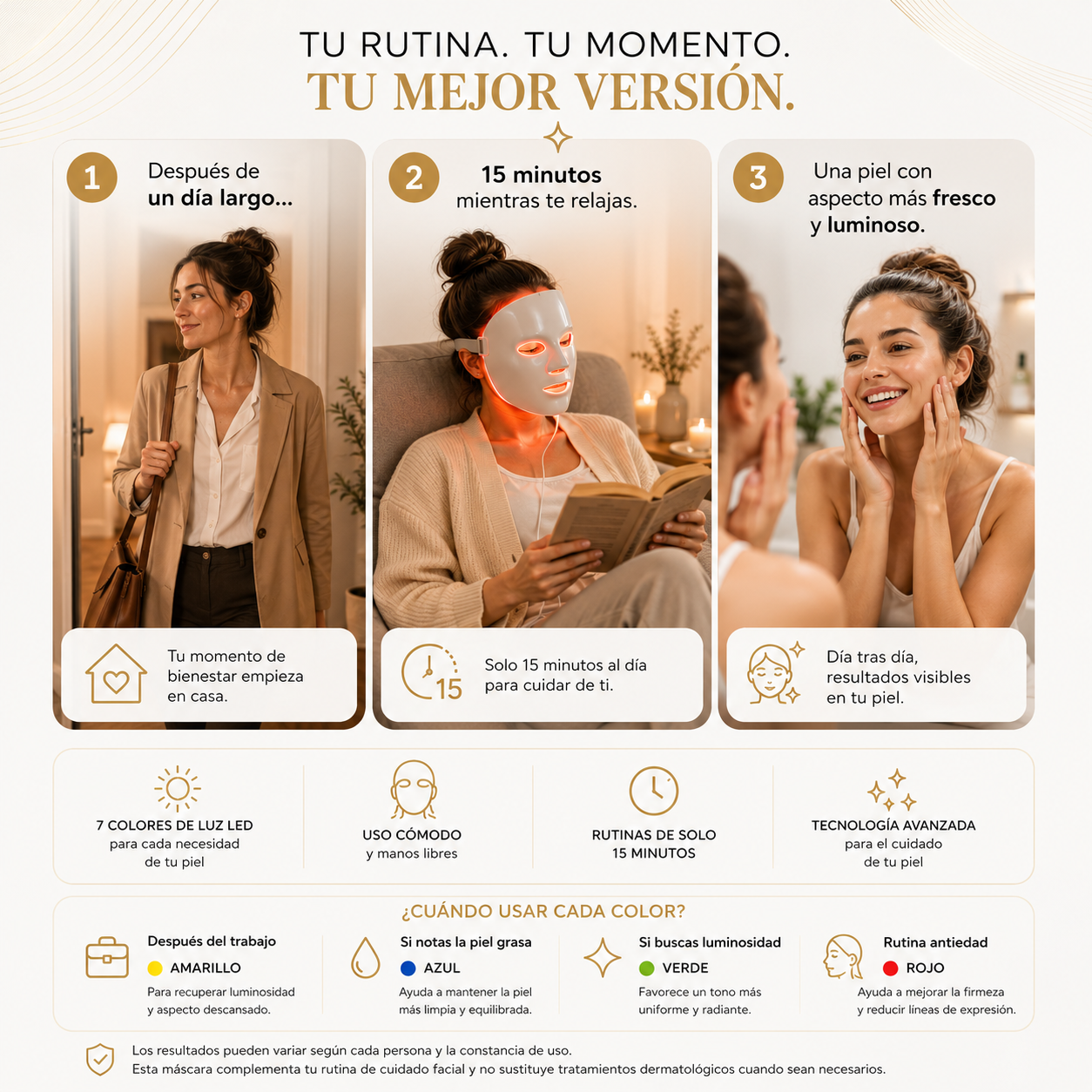 Mascara Facial Led Luz De 7 Colores Spa